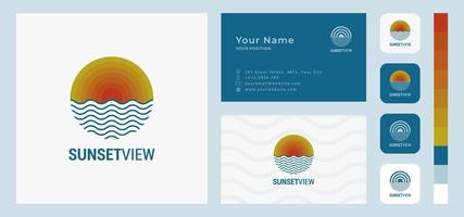 plantilla de tarjeta de visita al atardecer o amanecer vector
