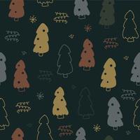 Seamless pattern background with doodle pine tree vector