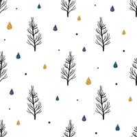 Seamless pattern background with pine tree and snow