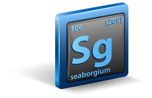 Seaborgium chemical element. Chemical symbol with atomic number and atomic mass. vector