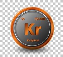 Krypton chemical element. Chemical symbol with atomic number and atomic mass. vector