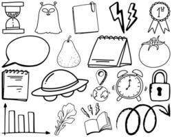 Set of item and symbol hand drawn doodle vector