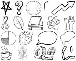 Set of item and symbol hand drawn doodle vector