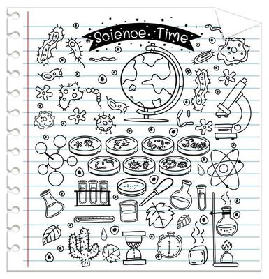 Science element in doodle or sketch style isolated on notebook