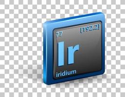 Iridium chemical element. Chemical symbol with atomic number and atomic mass. vector