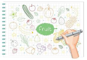 Hand drawing fruit element doodle on paper vector