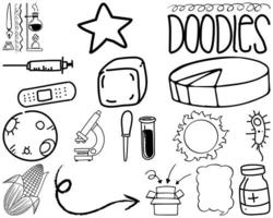 conjunto de elementos y símbolos doodle dibujado a mano vector