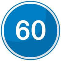 Límite de velocidad mínima azul 60 señales de carretera aislado sobre fondo blanco. vector