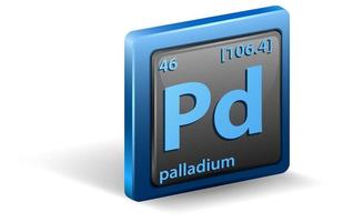 Palladium chemical element. Chemical symbol with atomic number and atomic mass. vector