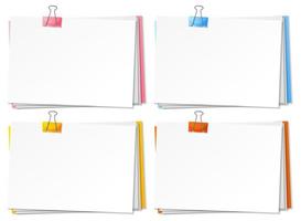 Blank papers and binder clip template vector