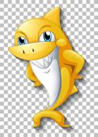 Smiling cute shark cartoon character isolated vector