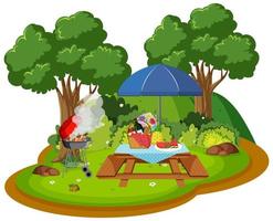 Picnic in nature scene vector