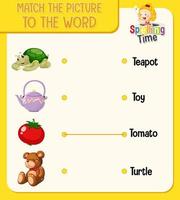 Match the picture to the word worksheet for children vector