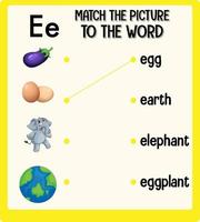 Match the picture to the word worksheet for children vector