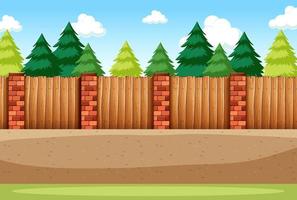 Many pine trees with blank fence for background scene vector