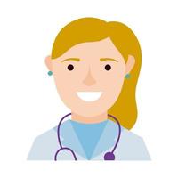female doctor with stethoscope character flat style vector