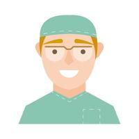 surgeon with glasses character flat style icon vector