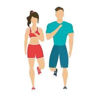 young athlete couple healthy lifestyle vector
