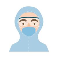 doctor with biosafety suit character flat style icon vector