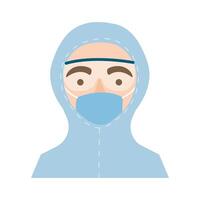 doctor with biosafety suit character flat style icon vector