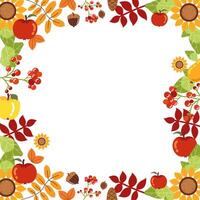 frame with autumn decorations vector