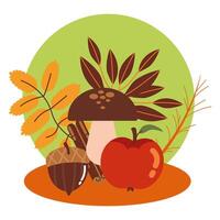 autumn apples and mushrooms vector