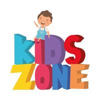 cute little boy with kids zone words vector