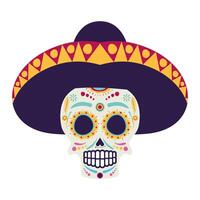 mariachi skull comic character icon vector