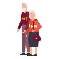 cute old couple comic characters vector