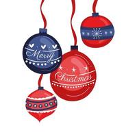 Christmas hanging decorative balls icons vector