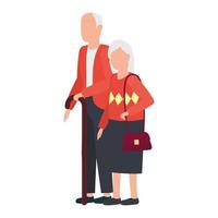 cute old couple comic characters vector