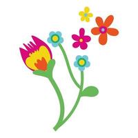 beautiful flowers garden decorative icons vector