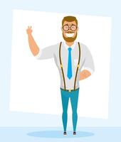 elegante, joven, con, barba, avatar, carácter vector