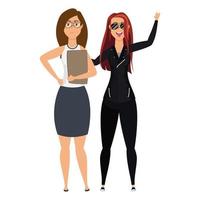 rude motorcyclist woman and businesswoman vector