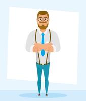 elegant young man with beard avatar character vector