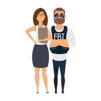 young man FBI agent with woman characters vector
