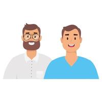 elegantes hombres jóvenes con personajes de avatares de barba vector