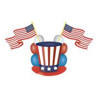 President Day Hat With USA Flags and Helium Balloons Vector Illustration Design