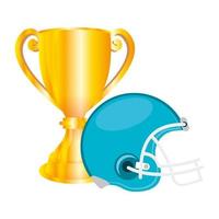 American football sport helmet with trophy cup vector illustration design