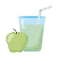 apple fresh fruit with juice glass vector