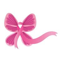 breast cancer awareness month pink ribbon in butterfly cartoon, vector