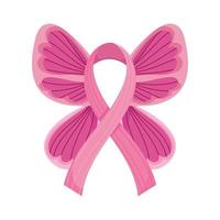 breast cancer awareness month pink butterfly wings ribbon vector