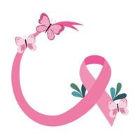 breast cancer awareness flying butterflies leaves campaign vector