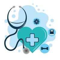 mental health day, green heart stethoscope solution psychology medical treatment vector