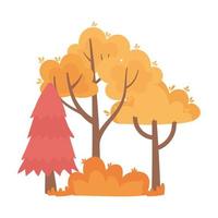 autumn trees bush nature foliage isolated icon style vector