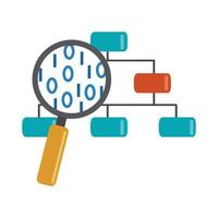 data analysis, organization chart magnifier development flat icon