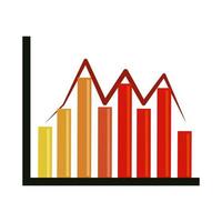 análisis de datos, icono plano de fluctuación de gráfico de negocio financiero vector