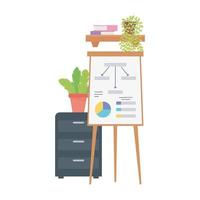 workspace office report board presentation isolated design white background vector