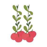 gardening, fruits apples and branch foliage isolated icon style vector