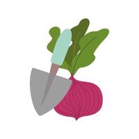 jardinería, remolacha y pala estilo de icono aislado de herramienta vector